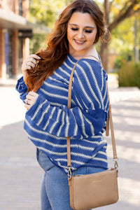 Stripe Drop Shoulder Casual Sweater