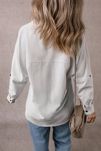 Roll-Tab Sleeve Pocketed Long Shirt