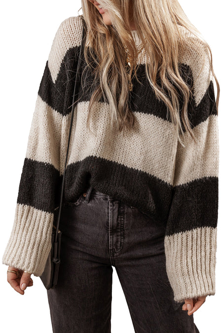 Colorblock Loose Pullover Sweater