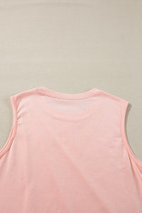 Crew Neck Pleated Tank Top