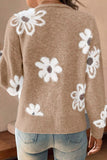 Floral Print V Neck Knitted Button up Cardigan