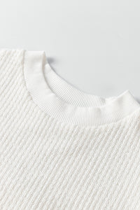 Broderie Anglaise Puff Sleeve Waffle Knit Tee