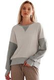 Color Block Thumbhole Sleeve Drop Shoulder Sweatshirt