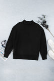 White Ribbed Hem Snap Button Neckline Sweatshirt with Pocket