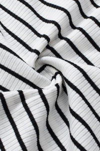 Stripe Adjustable Straps Ribbed Knit Tank Top