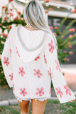 Floral Print Lightweight Knit Hooded Sweater