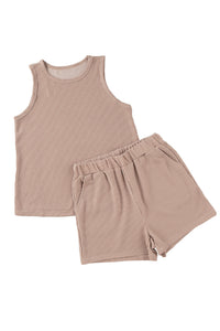 Corded Sleeveless Top and Pocketed Shorts Set