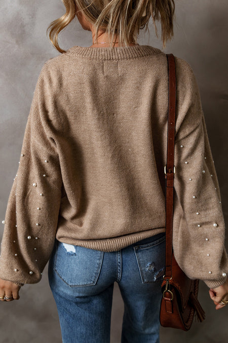 Pearled Drop Shoulder Sweater