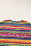 Multicolor Jacquard Geo Long Sleeve T Shirt