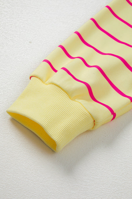 Stripe Stylish Overlap Detail Drop Shoulder Pullover Sweatshirt