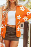 Floral Knitted Open Front Loose Cardigan