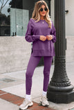Oversize Slit Sweatshirt Ribbed Leggings Set