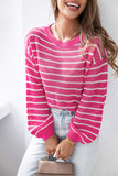 Drop Shoulder Contrasting Striped Sweater