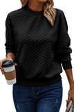 Solid Textured Raglan Sleeve Pullover Sweatshirt