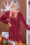 Long Sleeve Tiered Ribbed Velvet Dress