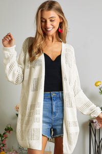 Lightweight Open Knit Tunic Cardigan