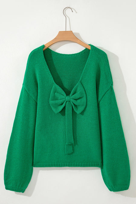 Bow Bubble Sleeve Sweater
