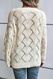 Hollow Out Knit V Neck Drop Shoulder Sweater