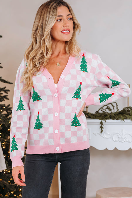 Checkered Christmas Cardigan Sweater