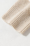 Cable Knit Colorblock Crew Neck Drop Shoulder Sweater