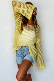 Open Knit Crochet Bell Sleeve Tunic Sweater