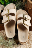 Suede Buckle Decor Footbed Sandal Slippers