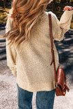 Loose Eyelet V Neck Drop Shoulder Sweater