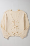 Bowknot Front Loose V Neck Knitted Cardigan