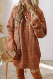 Cable Knit Drop Shoulder Loose Fit Sweater Dress