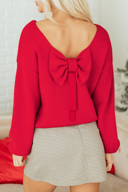 Bow Bubble Sleeve Sweater