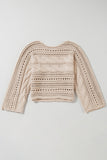 Hollow-out Cable Knit Cropped Sweater