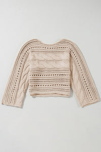 Hollow-out Cable Knit Cropped Sweater