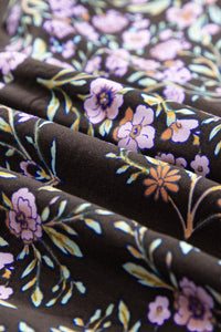 Vintage Floral Ruffle Sleeve V Neck Blouse
