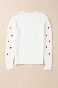 Heart Shape Drop Shoulder Round Neck Sweater