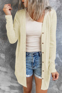 Buttoned Thigh-high Length Cardigan