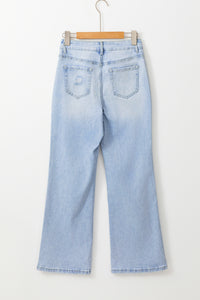 Vintage Light Wash Distressed Flare Jeans