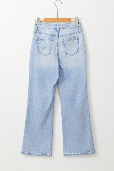 Vintage Light Wash Distressed Flare Jeans