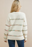 Colorful Crossed Stitch Drop Shoulder Sweater