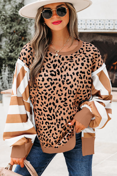 Color Block Leopard Sweatshirt