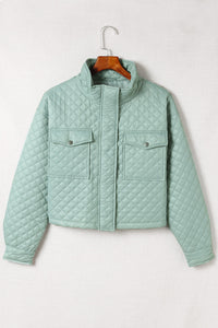 Quilted Pocketed Zip-up Cropped Jacket