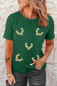 Reindeer Antler Patched Graphic Tee