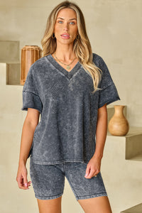 Mineral Washed Oversized T Shirt and Shorts Set