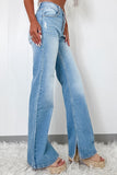 High Rise Shift Slit Leg Straight Jeans