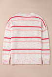 Stripe Drop Shoulder Side Split Plus Size Sweater