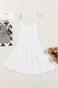 Tie Straps Wave Stripes Textured Eyelet Knitted Vest