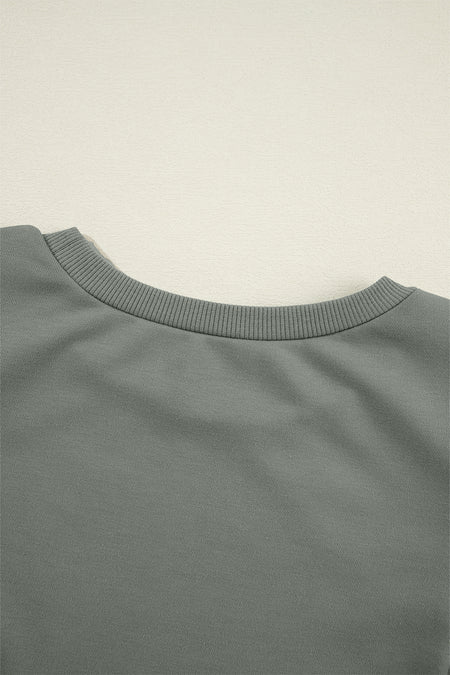 Textured Patchwork Round Neck Sweatshirt