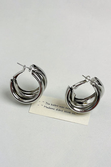 Layered Hoop Studded Earrings