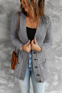 Front Pocket Buttons Closure Cardigan