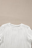 Textured Wavy Round Neck Long Sleeve Top