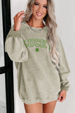 LUCKY Clover Embroidered Corded Crewneck Sweatshirt